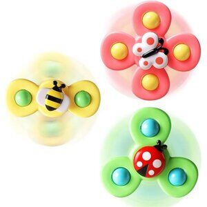 3PCS Suction Cup Spinner Toys for 1 Year Old Boy Girl|Spinning Top Baby Toys